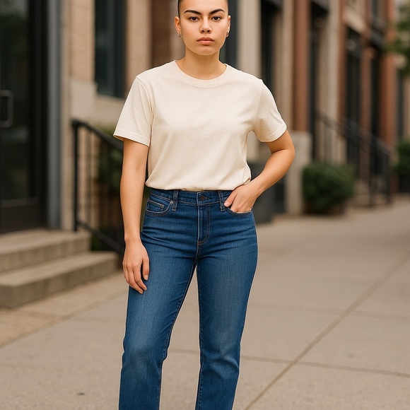 DSTLD Skinny Jeans | Blue Premium Denim | Made in USA | Minimalist Everyday Fit - Picture 1 of 6